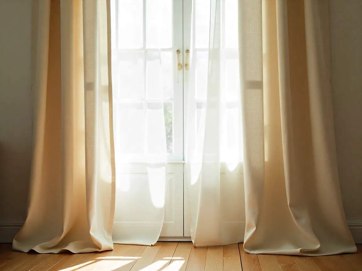 Cortinas de lino natural beige para sala de estar